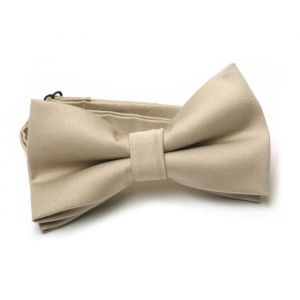 Noeud Papillon Beige Satin de coton Uni Homme