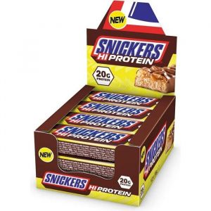 Snickers Barres Protéinées 12 X 55g - Hi Protein Snack avec Caramel Peanuts et Lait Chocolat - Contient 20g Protéine