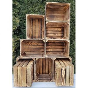PYXIDAS Lot de 12 Caisses en bois pour le stockage lorganisation et la décoration intérieure effet brûlé