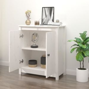 Buffet bas - ESTINK - Blanc - Bois massif - Style scandinave moderne