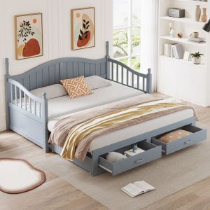 canape lit gigogne en bois 90 x 190 avec lit gigogne et tiroirs banquette lit avec colonnes romaines lit gigogne 2 places bleu