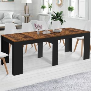 IDMARKET Table console extensible ORLANDO 10 personnes 235 cm bois effet vieilli et noir