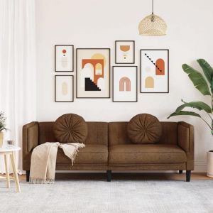 Sofa droit fixe - Clic Clac Canap&eacute; &agrave; 3 places - NEUF - avec coussins marron similicuir daim CA7156878