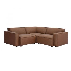 Miliboo - Canap&eacute; dangle modulable vintage 3 places en cuir marron SPLIT