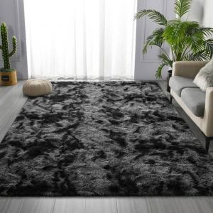 Tapis Salon Shaggy 160 x 230 cm - Descente de lit Tapis Poils Longs (Gris Fonc&eacute;) Tapis Doux pour Salon Chambre gris fonc&eacute; gris fon