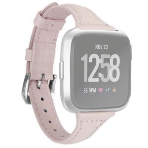 Bracelet pour montre connect&eacute;e Fitbit Versa 2 Smartwatch en cuir v&eacute;ritableversion r&eacute;tractable rose - 454145 Rose