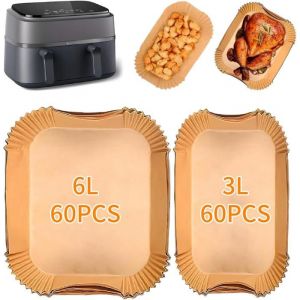 CAISSETTE - MOULE EN PAPIER-Papier Cuisson Air Fryer pour Philips Airfryer S&eacute;rie 3000 Papier Cuisson Papier(60pcs 60pcs) (6L 3L)
