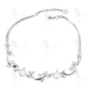 LCC Bracelet dauphin cristal argent &eacute;l&eacute;gant bijou argent femme bijou argent femme accessoire argent pur cadeau pour saint-valentin