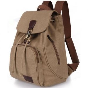 Sac à Dos Femme en Toile Vintage Sac à Dos Loisir Voyage Ecole Sacoche Cartable Pour Camping Randonnée Hiking (Kaki)