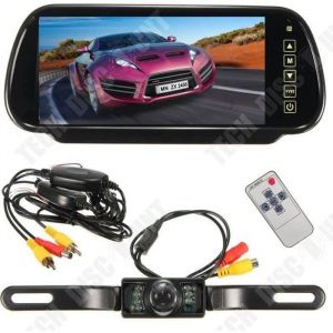 TD® Caméra de Recul Voiture Universel Infra Rouge- Caméra Recul écran tactile Sans fil 7 LCD Rétroviseur Miroir Arrière Moniteur