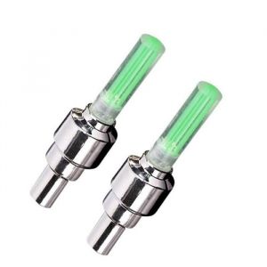 Décoration de véloBouchon de Valve à Air de roue 2 pièceslampe LED de pneu de voiture motonéon buse de gazValve - Green[B8044]