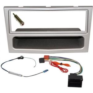 Kit Adaptateur Autoradio 1DIN argent Opel Astra H/ Twin Top/ Antara/ Corsa D/ Tigra/ Vivaro/ Zafira + ISO + FM avec vide-poche