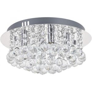 Lustre en Cristal Rond Moderne lustre en cristal &agrave; encastrer modernePlafonniers &eacute;l&eacute;gants en Gouttes de Verre Clair &agrave; 4 Lumi&egrave;res