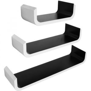 WOLTU Étagère murale cube en MDF pour livres-CD-DVD Étagère de bonsaï Étagère pour salon-chambre lot de 3Blanc Noir