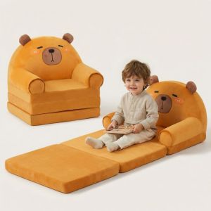 Canap&eacute; enfant pliable 2 en 1 Capybara - Se d&eacute;plie en lit assise moelleuse id&eacute;al pour une chambre denfant -Conception ergonomique