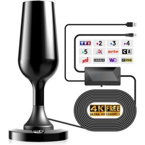 Antenne TV Int&eacute;rieur Puissante TNT HD 2025 Puissante Antenne TV Int&eacute;rieur de Base magn&eacute;tique puissante - 420km R&eacute;ception