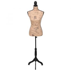 @FRENCH Buste de couture Mannequin de Femme Marron et Noir Jute Buste D&eacute;coratif - Taille : 67cm 334116