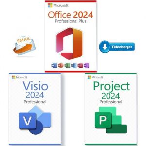 Pack Office 2024 Pro + Visio 2024 Pro + Project 2024 Pro  Livraison 2H par email  En t&eacute;l&eacute;chargement
