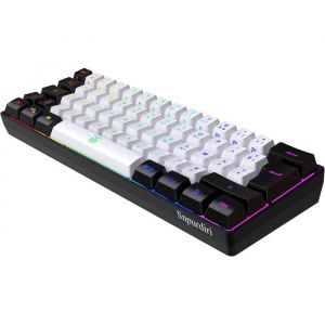 Clavier Gaming 60% AZERTY Noir et Blanc Filaire RGB R&eacute;tro-&eacute;clair&eacute;Mini Clavier Gaming Ultra-Compact &agrave; 61 Touches pour GamerPC/Mac