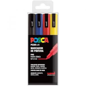 Marqueurs Posca - POSCA - PC3M - Lot de 4 - Pointe fine - Couleur bleue