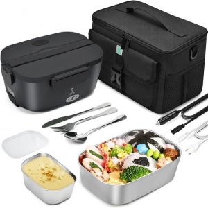 Gamelle chauffante - DEBSY - 75W - Lunch Box chauffante - 10L sac isotherme - 12V 24V 220V - Acier inoxydable 304