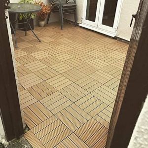 Lot de 11 Dalles clipsables 30 x 30 cm - Terrasse Bois Composite Carrelage de sol REVETEMENT EXTERIEUR EN PLANCHE