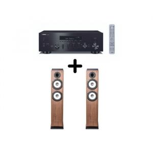 Amplificateur Hi-Fi Yamaha R-N600A Noir + une paire denceintes colonne Cabasse Jersey MT32/2 Edition spéciale Noyer