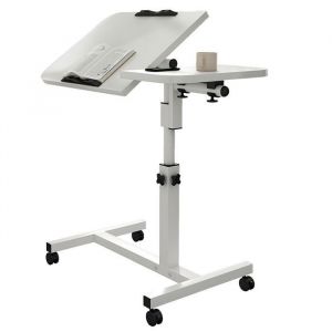 Table de litTable dordinateur portableTable Support Stand Ordinateur Tablette Roulettes Hauteur Réglable Multi-positions Blanc