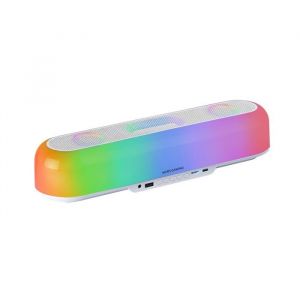 Mars Gaming MSB-ORB Enceinte Portable et Barre de Son 20W Orbilight RGB 360 Triple Driver Bluetooth 5.3/MicroSD/AUX/FM Blanc