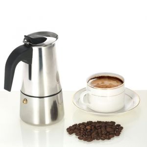200ml Cafetière italienne à Piston en Acier Inoxydable 4 tasses pour poêle électrique