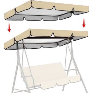 1 piece Toit de Rechange pour Balancelle de Jardin Anti-UV 249*185*18cm Toit Balancelle en Tissu Polyester Imperm&eacute;ableBeige
