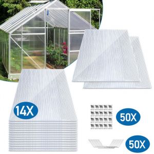 Ikodm 14x polycarbonate alvéolaire 4mm 1025 m² plaque double paroiplaque de serre121 x 60.5cm CLOISON (PLAQUE DE PLATRE)