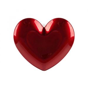 Assiette de pr&eacute;sentation c&oelig;ur en plastique rouge 354 cm - Rouge