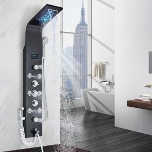 Colonne De Douche Hydromassante LED 6 Fonction SystèMe De Douche Cascade De Pluie Douche à Main Sortie De Baignoire DHydromassage
