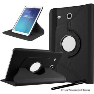 Housse Etui Noir pour Samsung Galaxy Tab E 9.6 SM T560 T561 Coque avec Support Rotatif 360° avec Stylet Toproduits®