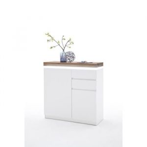 Meuble a chaussures avec LED coloris laque blanc mat - L91 x H97 x P38 cm