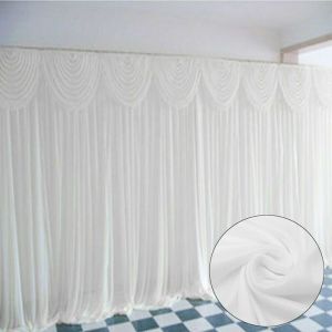 Rideau en Fil Blanc - Rideau en Soie de Glace 68DD 3*3m - Rideau Entier - Rideau Blanc