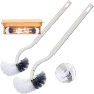 Brosse WC - Brosse WC avec nettoyeur de rebords - Brosse WC courb&eacute;e - Manche long - Avec poils r&eacute;sistants pour un nettoy &Eacute;tiquette