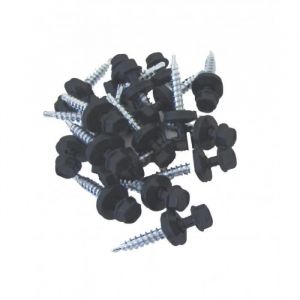 VIS AUTO-PERCEUSE AVEC RONDELLES DÉTANCHÉITÉ POUR PLAQUE ACIER GALVANISÉ LAQUÉ MAT ASPECT TUILE (X100) - L: 3.5 cm - Gris