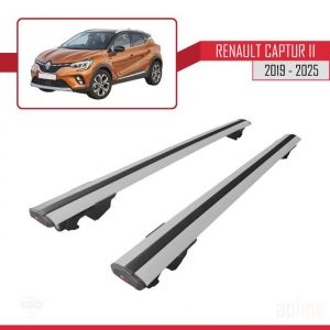 Compatible avec Renault Captur II 2019-2024 HOOK Barres de Toit Railing Porte-Bagages de voiture Avec verrouillable Alu GRIS