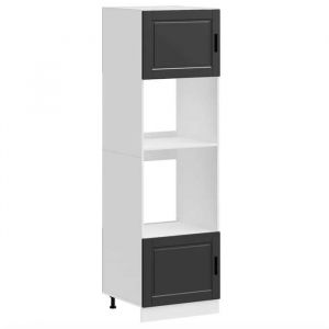 (SOLDE dété)Armoires de four/Colonne de cuisine - 2 pcs Porto - Pieds réglable - noir bois dingénierie Aspect élégant*2215