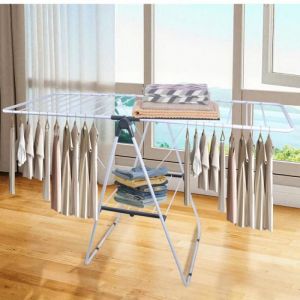 Séchoir à Linge Pliable -MENGDA-Pliable ailes latérales-Grande Surface dEtendage-Etendoir Linge Intérieur et Extérieur-Blanc