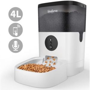 4L WIFI Distributeur Automatique de Nourriture pour Chat et Chien Distributeur de Croquette Gamelle 4 Repas par Jour- APP Contrôle