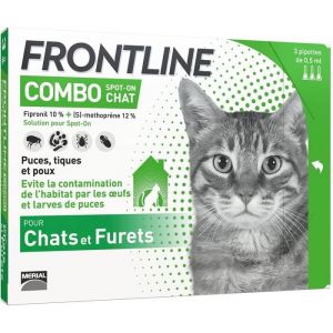 FRONTLINE Combo Chat - Anti-puces et anti-tiques pour chat - 3 pipettes