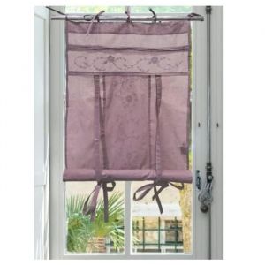 Autrefois Rideau enrouleur et brise bise 80 x 160 cm Parme Isabelle Lin brod&eacute; Voilage Broderie Style Charme Petit Rideau Fin