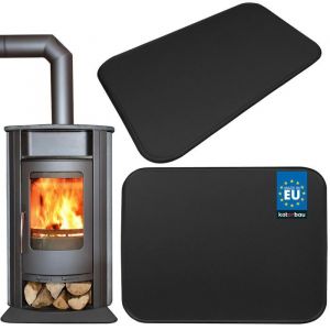 Plaque de protection sol pour po&ecirc;le de chemin&eacute;e - 60x80 cm - en acier rev&ecirc;tu par pulv&eacute;risation - Noir - Kotarbau