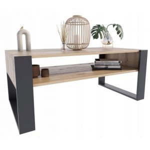 Table Basse KAJA Chêne artisan-noir - Table de salon Style contemporain - 120 x 63.6 x 50 cm