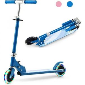 GOPLUS Trottinette Enfants Pliable 3-8Ans(80-150cm)ABEC-5 Roue LED 110mmGuidon Réglable 3 Hauteurs(70-80cm) Jusqu’à 50 kg Bleu