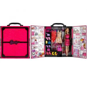 Dressing pour poup&eacute;e transportable - Accessoires de mode BARBIE - Rose