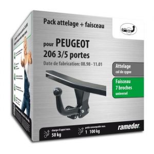 Attelage pour Peugeot 206 3/5 portes - col de cygne - AUTO-HAK - Faiseau universel 7 broches
